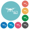 Drone controlling from tablet flat round icons