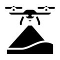 Drone crawling ground glyph icon vector illustration