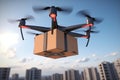 Drone Delivered the Parcel From the Sky Created with Generative AI Technology