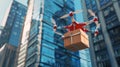 The Drone Delivering a Package.AI generated image Royalty Free Stock Photo