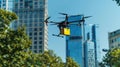 A Drone Delivering Package.AI generated image Royalty Free Stock Photo