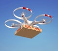 Drone delivering pizza box