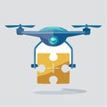 Drone Delivering a Puzzle Piece Solution Royalty Free Stock Photo