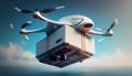 Drone delivery concept. Autonomous unmanned aerial vehicle used to transport packages. 3D rendering