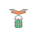 Drone Delivery gift colored icon. Element of Virtual reality icon for mobile concept and web apps. Color Drone Delivery gift ico