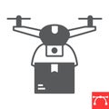 Drone delivery glyph icon