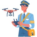 Drone Delivery Postman Illustration for Modern Postal Services Royalty Free Stock Photo