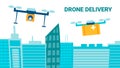 Drone Delivery Service Advertising Flat Banner