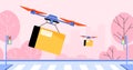 Drone delivery service, copters shipping parcels