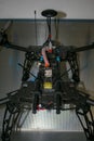 Drone design prototype and build showing different electronic modules.