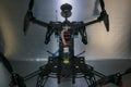 Drone design prototype and build showing different electronic modules.
