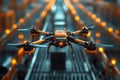 Drone equipped with camera navigates manufacturing facility showcasing advanced technology in a high-efficiency Royalty Free Stock Photo