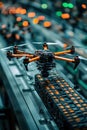 Drone equipped with camera navigates manufacturing facility showcasing advanced technology in a high-efficiency Royalty Free Stock Photo