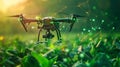 A drone equipped with hightech sensors flies over a field collecting realtime data on crop growth and health