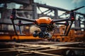 Drone equipped with thermal imaging cameras inspects infrastructure for potential faults and weaknesses. AI Generated