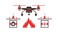 Drone with Fire and Extinguishers, Emergency Readiness, vector design Generative AI Royalty Free Stock Photo