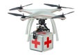 Drone with first aid kit Royalty Free Stock Photo