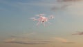 Drone flies against time-lapse sky background