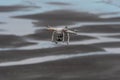 Drone flies on a beach at Faroe Islands