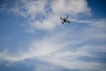 Drone flies in the blue sky for amateur competitions