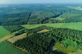 Drone flight and aerial view over a corn field