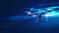 Drone in Flight with Blue Light Trails Royalty Free Stock Photo