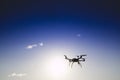 Drone in flight with cloudy sky Royalty Free Stock Photo