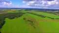 Drone flight over thegreen fields