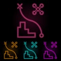 drone flight path color neon set. Simple thin line, outline vector of drones icons for ui and ux, website or mobile application Royalty Free Stock Photo