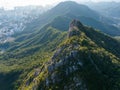 Drone fly Hong Kong Lion Rock Mountain Royalty Free Stock Photo