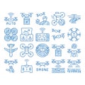 Drone Fly Quadrocopter icon hand drawn illustration Royalty Free Stock Photo