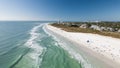 Drone Fly view over beach in Siesta Key, Florida. Beautiful Siesta Key beach on a sunny day Royalty Free Stock Photo