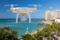 Drone Flying Above Waikiki Beach in Hawaii Royalty Free Stock Photo