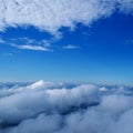 Drone flying above clouds with a beautiful sun in the sky Royalty Free Stock Photo