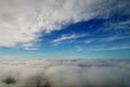 Drone flying above clouds in the sky Royalty Free Stock Photo