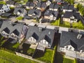 Drone flying above family houses in the suburbs of Slovenia, Europe