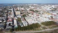 Drone Flying Away From Pineapple Fountain in Charleston, South Carolina