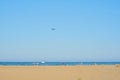 Drone flying in the beach sky in summer Royalty Free Stock Photo