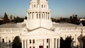 Drone flying over the California State Capitol. Sacramento.USA