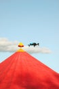 Drone flying over the circus tent Royalty Free Stock Photo