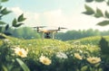 A drone flying over farmland Royalty Free Stock Photo