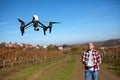 Drone flying over vineyard Royalty Free Stock Photo