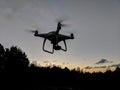 Drone flying at sunrise Royalty Free Stock Photo