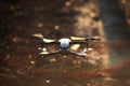 Drone flying at sunrise Royalty Free Stock Photo
