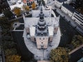drone footage above the church in Kristianstad
