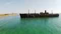 Evangelia shipwreck, Black Sea coast, Romania , aerial view