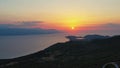 Drone footage of sunset at Gerania mountain Greece 4K