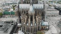 Drone footage of the German landmark, the famous Cologne Cathedral, and surrounding city.