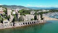 Drone footage of La Napoule Castle in Mandelieu-La Napoule, Southeastern France