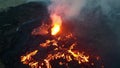 Drone footage of Litli-Hrutur Volcano Eruption. Iceland, Fagradalsfjall. Royalty Free Stock Photo